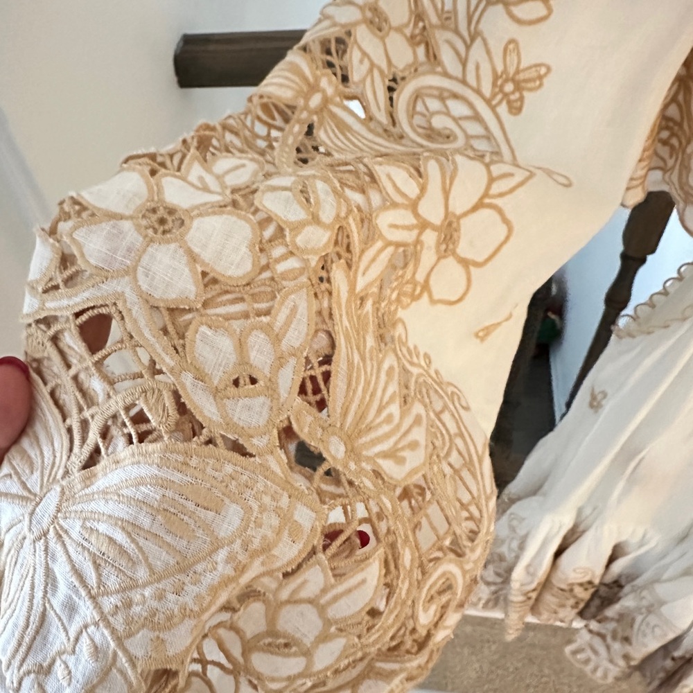 Zimmermann Cream and Gold Lace Long Sleeve Dress - Picture 3 of 7